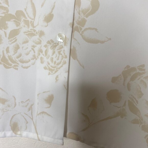 Laura‎ Scott Womens 24W Floral Button-Front Blouse Beige/White Lightweight - Picture 6 of 11